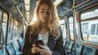 © somchai20162516 - Young businesswoman looking at smartphone while riding the subway