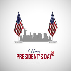 Wall Mural - Happy President's Day Social Media Post. Presidents Day of USA Banner and Greeting Card with USA Flag and Text Vector Illustration