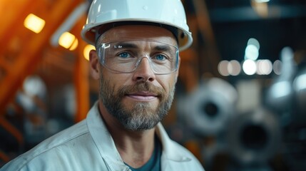 Poster - Professional mechanical engineering working at metal factory. Generative AI.