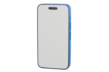 Poster - 3D Minimal blue mobile phone or smart phone with empty screen icon. Cartoon smartphone isolated on pink pastel background. Phone device Mockup. 3d minimal cartoon design creative icon. 3D Rendering.