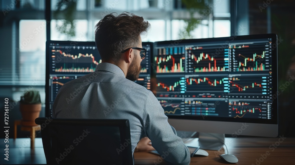 Chart Analyst Financial Analyst, A Stock Market Trader Doing Analysis of Investment ...