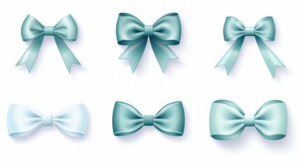 Poster - set of different blue ribbons, on a white isolated background Generative AI