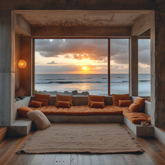 Wall Mural - Golden Hour at Minimalist Ocean Studio