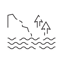 Sticker - City flood line icon, climate change and ecology, water disaster vector icon, vector graphics, editable stroke outline sign, eps 10