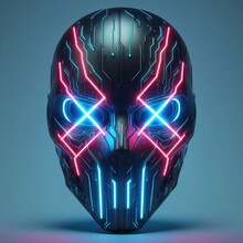 Neon Doomsday Mask With X Shaped Eyes