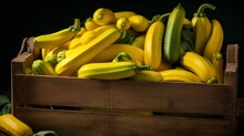 Close-up Realistic Photo Featuring A Box Filled With Yellow Summer Squash Generative AI