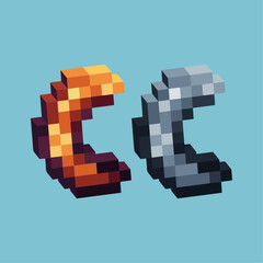Poster - Isometric Pixel art 3d of moon icon for items asset.Gold and white moon icon on pixelated style.8bits perfect for game asset or design asset element for your game design asset.