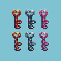 Poster - Pixel art stroke sets icon of heart key variation color. Heart key shape icon on pixelated style. 8bits Illustration, perfect for design asset element your game ui. Simple pixel art icon asset.