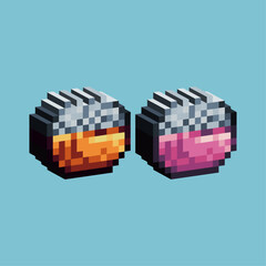 Poster - Isometric Pixel art 3d of rice in a bowl icon for items asset.Rice bowl icon on pixelated style.8bits perfect for game asset or design asset element for your game design asset.