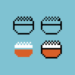 Poster - Pixel art outline sets icon of rice food logo variation color. Rice carbo food icon on pixelated style. 8bits Illustration, perfect for design asset element your game ui. Simple pixel art icon asset.