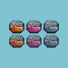 Poster - Pixel art stroke sets icon of rice food logo variation color. Rice carbo food icon on pixelated style. 8bits Illustration, perfect for design asset element your game ui. Simple pixel art icon asset.