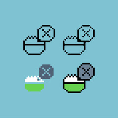 Poster - Pixel art outline sets icon of ramadhan no eating logo variation color. Dont eat icon on pixelated style. 8bits Illustration, perfect for design asset element your game. Simple pixel art icon asset.
