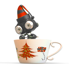 Wall Mural - santa helper bot is inside the tea cup