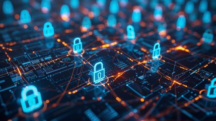 Poster - Strengthened Vigilance: Security Signs Interconnected Against the Lock Symbol