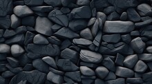 Textured Pebble Concrete Featuring A Predominantly Black Hue With Scattered Grey Pebbles For Accentuation.