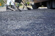 Blurred image of pavement repair work by using the production capacity of labor