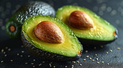 Poster - A close-up of sliced avocado isolated on a white background.