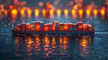 Poster - Cargo freight ship for import/export logistics