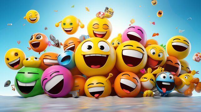 3d heart shape of modern emoji background and banner, a Modern emoji background, Happy and funny heart shape modernized emoji