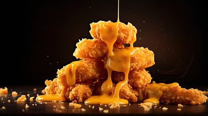 Sticker - crispy nuggets with cheddar sauce color orange