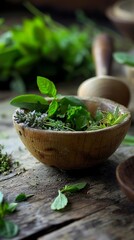 Fresh Herbal Ingredients, background image, generative AI