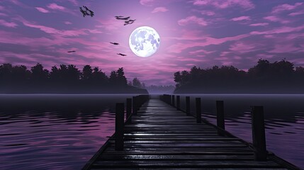 graphics forest dock purple sky