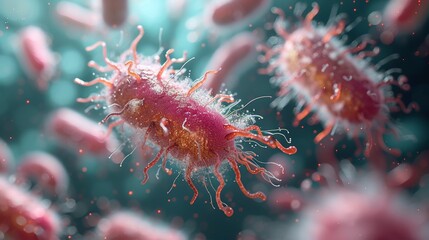 Aufkleber - Computer virus, allergy bacteria, medical healthcare, microbiology concept. Disease germ, pathogen organism, infectious microbiology concept.