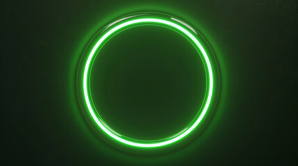 Glowing green neon circle on black background