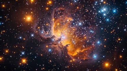 Poster - Realistic portrayal of the Beehive Cluster, showcasing its open star cluster structure and diverse stellar population Generative AI
