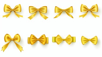 Poster - set of different yellow ribbons, on a white isolated background Generative AI