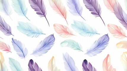 Poster - Simple aquarelle feather pattern Generative AI