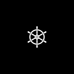 Poster -  Ship wheel logo icon isolated on dark background