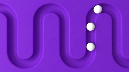 Poster - White balls rolling in geometry deepening. Smooth light, realistic graphics. 3d rendering