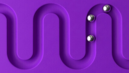 Poster - Metal balls in geometry deepening. Ball rolling along the paths. 3d rendering