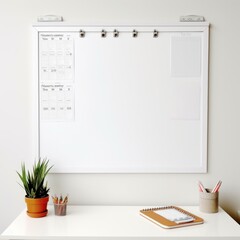 Poster - Stock image of an office bulletin board on a white background, informative, display and organization Generative AI