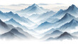 © Christophe - Paysage de montagnes stylisé et calme, baignant dans des nuances douces
