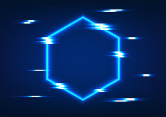 Poster - Abstract technology background A hexagonal geometric shape with light radiating around it. with interesting elements High Tech Digital Wallpaper. Vector Illustration