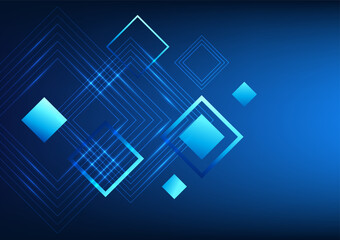 Poster - Abstract technology background Square geometric shapes arranged and overlapped to create interesting dimensions, screen, hi-tech image, digital, wallpaper, illustration, vector