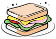 Zdrowa kanapka z serem sałatą i szynką ilustracja