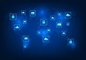Poster - Data network technology that has a cyber security system as a protection system for collecting company information Through the internet network, anti-theft system Cyber attack on data