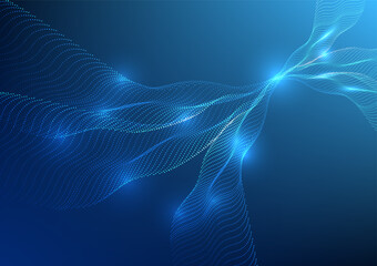 Fototapete - Abstract technology background The connected and overlapping lines of dots represent the transmission and reception of digital data. , Wallpaper,Screen, Presentation,Illustration, Vector