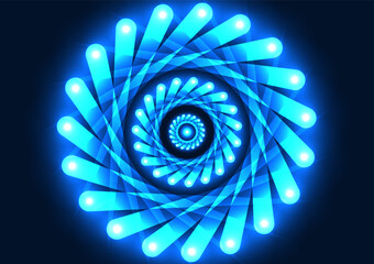 Poster - Abstract technology background Neon lines gathered into circles with multiple overlapping layers, hi-tech image, digital, screen, Vector, Illustration