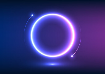 Poster - abstract technology background spherical geometric shapes that glow with neon lights. to give the im