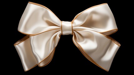 Aufkleber - Bright White Ribbon with Shimmering Gold Bow Generative AI