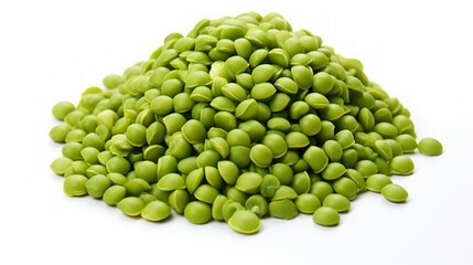 Poster - A small heap of mung beans captured in a close-up realistic photo against a white background Generative AI