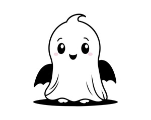 Wall Mural - cute halloween ghost line art, baby ghost, holloween, valentine, scary, spooky, spook