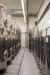 Wall Mural - Modern production wine cellar with stainless steel tank, Southern Moravia, Czech Republic