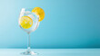 iGin tonic cocktail, isolated on Blue background , with empty copy space 