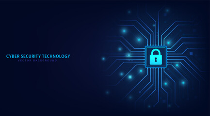 Aufkleber - Cyber security technology on circuit board. Abstract background futuristic Hi tech style, Technology data protection system, Internet security and safety information personal, Vector and Illustration.
