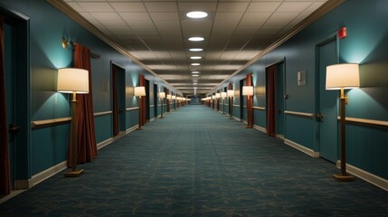 Leinwandbilder - Hotel Corridor View Generative AI